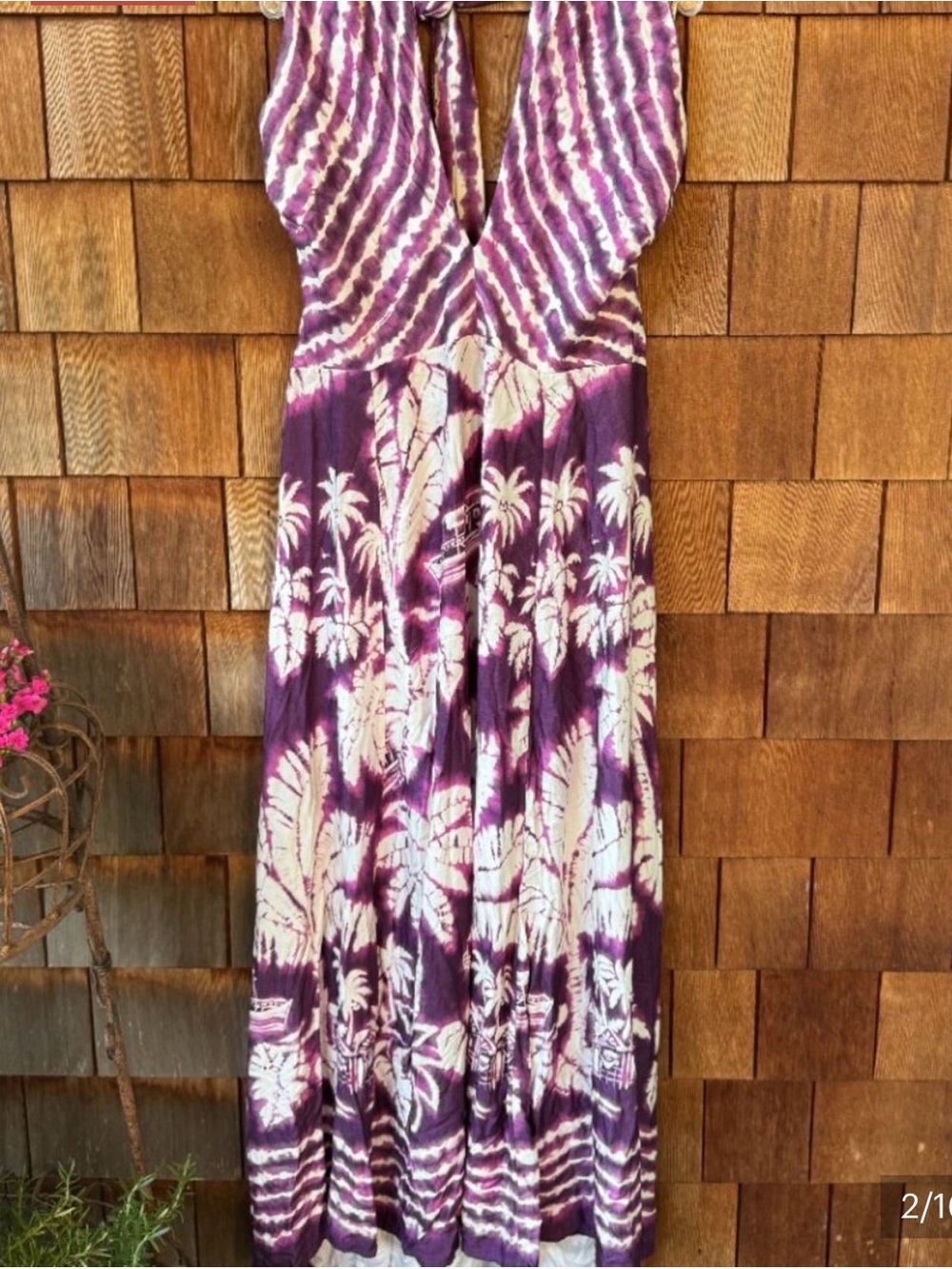 NWOT FARM RIO Tropical Print Crossback V-Neck Halter Dress in Women's GG/US XL